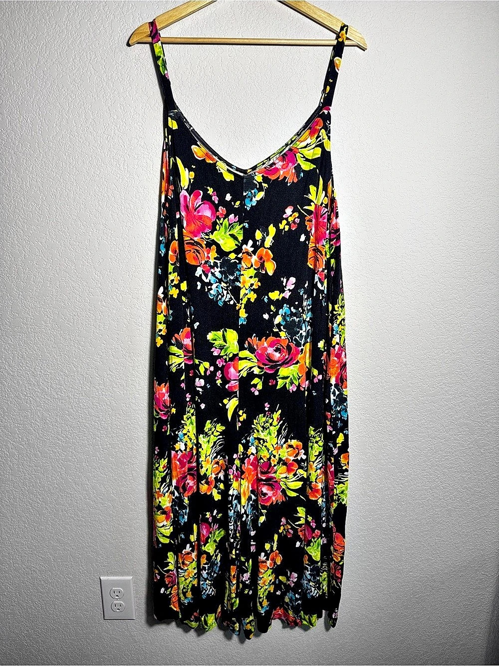 Torrid Jumpsuit Womens 3X Black Floral Super Soft Knit Wide Leg Sleeveless